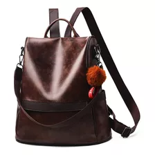 Mochila De Mujer Cuero De Pu Bolso Antirrobo De Hombro