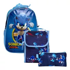Mochila Escolar Menino Com Lancheira Sonic The Hedgehog