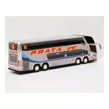 Brinquedo Miniatura Ônibus Viação Prata 1800 Dd G7 30cm