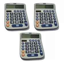 Kit 3 Calculadora Visor Grande 12 Digitos Balcão Comercial