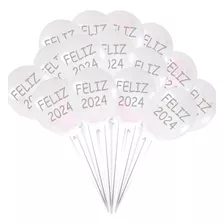 25 Balão Bexigas N9 Decoração Ano Festa 2024 Prata