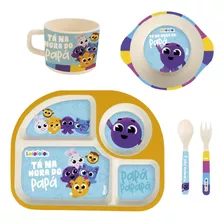 Kit Prato Infantil Bolofofos 5 Peças Pratinho Para Bebê Cor Roxo