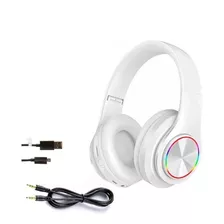 Fone Ouvido Bluetooth Headset Sem Fio Leds B39 Branco Game