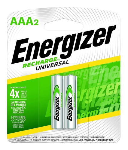 Pila Aaa Energizer Recharge Nh12-700 Cilíndrica