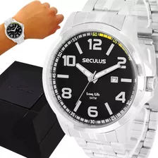 Relógio Seculus Masculino Prata Original 2 Anos Garantia Top