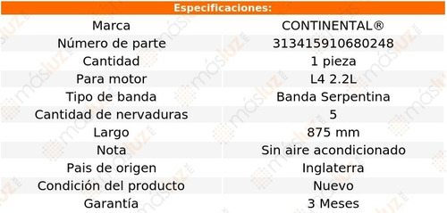 Banda 875 Mm Acc Pursuit Pontiac L4 2.2l 05/06 Continental Foto 8