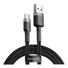 Cabo Rápido Usb Para Tipo- C Baseus Cafule Nylon 3a 1 Metro Cor Preto