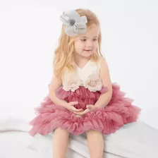 Vestido De Bebé De Fiesta Mini-mi Modelo Ariana Rosa Viejo