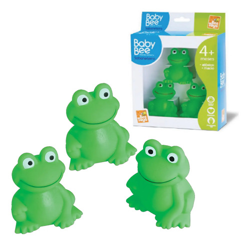 Sapo Sapinho Borracha Verde Infantil Banho Bebê 3 Filhotes