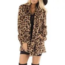 Sintética De Leopardo De Inverno Para Mulheres Casaco De Pel