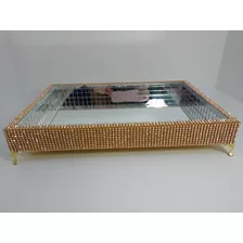 Bandeja Espalhada Decorativa Em Strass Gg3 - 30 X 50 Cm