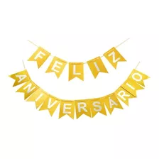 Faixa Feliz Aniversario Glitter Decoração - 1 Unidade