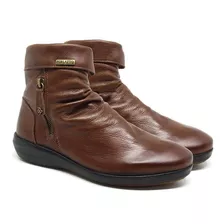 Bota/coturno C/ Ziper Couro Legitimo Perlatto Original+ Nf