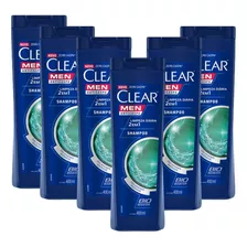 Kit 6 Clear Men Anticaspa Limpeza Diária 2 Em 1 400ml