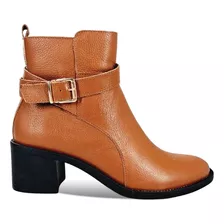 Bota Lia Line Feminina Salto Bloco Com Fivela Original