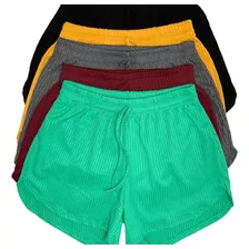 5 Shorts Canelado Feminino Shortinho Soltinho Atacado Verão