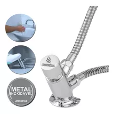 Kit Acionador Mecânico Pedal + Bica De Inox Cromado