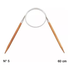 Agulha Circular Círculo De Tricô Bambu 60cm Leve Prática Cor 5,0mm