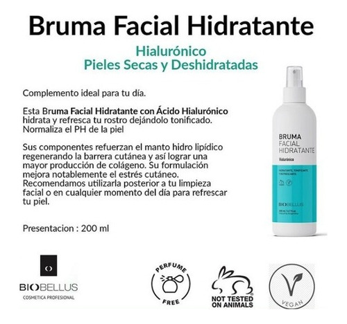 Biobellus - Bruma Facial Hidratante Hialurónico