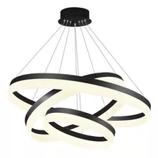 Pendente Lustre Saturn Led Preto 80cm Cabo 4m Dimerizável