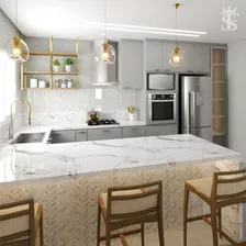 Projeto 3d Realista - Cozinha Com Sala De Jantar