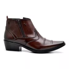 Bota Masculina Sapato Casual Couro Country Botina Bico Fino