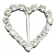 Hebilla De Strass Corazon P/ Cinto Corpiño Ropa 2 Unidades