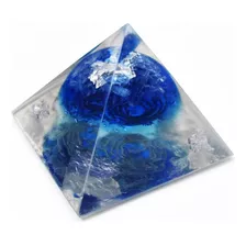 Orgonite Pirâmide Proteção Arcanjo Miguel Cianita Azul 6cm