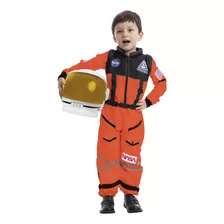 Disfraz De Astronauta Color Naranja Con Casco (talla Grande.