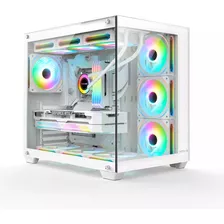 Gabinete Gamer Hyrax, Tower, Hgb740, Atx - Vidro Temperado Cor Branco