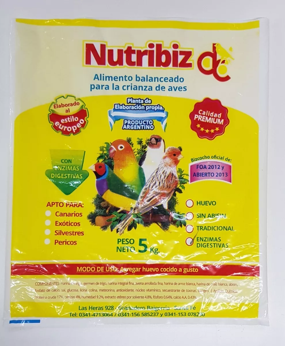 Alimento Aves Pajaros Canarios Bizcocho Nutribiz X 1 Ud