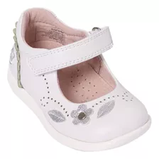 Zapato Reina Bebe Niña Flores Y Hojitas Blanco Pillin