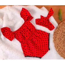 Body De Bebe Menina Ciganinha 100% Algodão Joaninha Conjunto