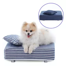 Cama Box P/ Cachorro +2 Travesseiros +2 Capas - Caminha Pet Cor Azul