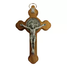 Medalha Cruz Crucifixo Italiano Madeira De Oliveira 7,5cm