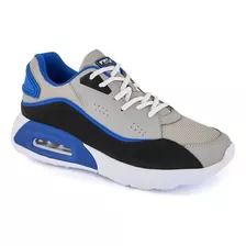 Tenis Sneakers Ferrato Azul Negro Gris Deportivo Valvula Air