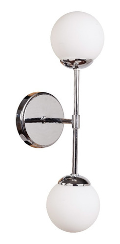 Aplique 2 Luces Cromado Elyn C/ Globo 15cm Opal Satinado