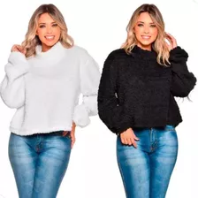 Kit 2 Casacos Teddy Sherpa Blusa Frio Pelo Feminina Pelinho