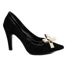 Scarpin Sapato Salto Alto Stiletto Bico Fino Feminino Laço