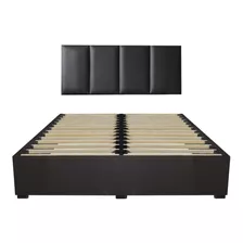 Cama Recamara Base Box Cabecera Tapiz Chocolate Matrimonial Color Marrón