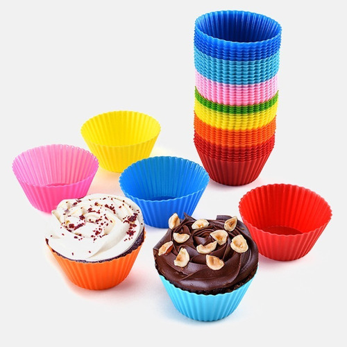 Kit 12 Formas Silicone Mini Cupcake Bolo Muffin Assadeira