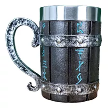 Caneca Nórdica Viking C/ Runas 600 Ml Cor Marrom Viking Runas