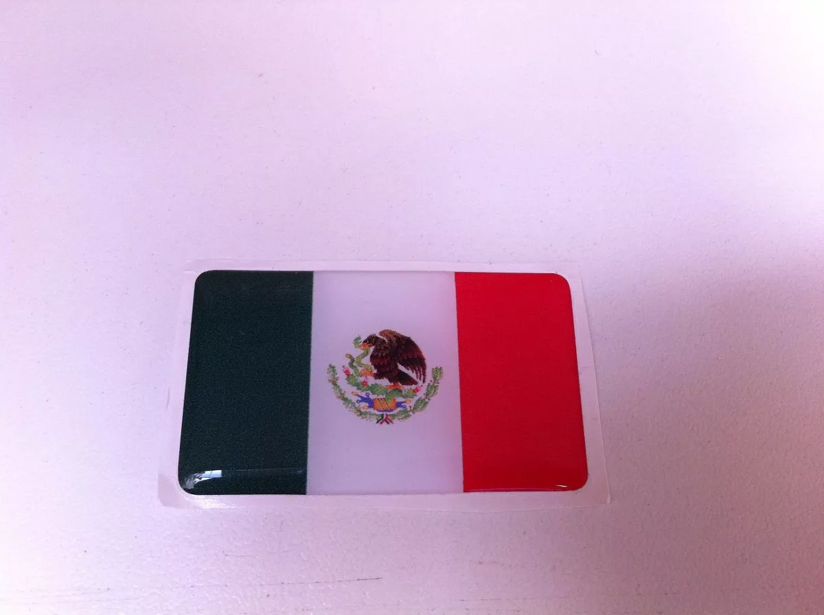 Adesivo Resinado Da Bandeira Do México 5x3 Cm