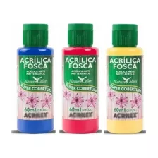 Kit 3x Tintas Acrílicas Fosca P/ Artesanato Acrilex 60ml