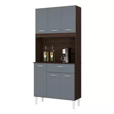 Armario Mueble De Cocina Kit Multiuso Aparador Color Capuchino/gris