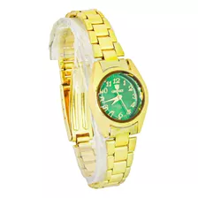 Relógio Feminino Orinet Original Prova D Agua Executiva Cor Da Correia Dourado E Verde