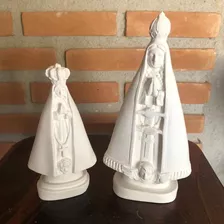 Kit 3 Nossa Senhora Aparecida 20cm Mais 3 De 16cm Gesso Cru 