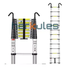 Escalera Telescópica De 15 Pasos Hérkules 4.4 Mts + Ganchos Color Gris