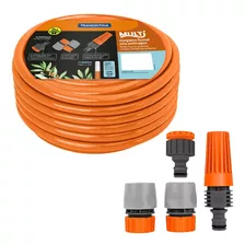 Mangueira Multi 1/2 Em Pvc 3 Camadas 30m Com Engates Rápidos E Esguicho Laranja Tramontina