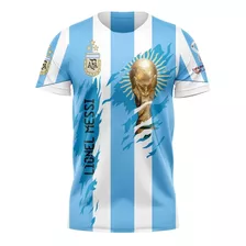 Camiseta Argentina Messi Copa Campeon 2022 Talle Especial